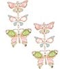 Color:Gold/Multi - Image 1 - Stone Butterfly Drop Statement Earrings