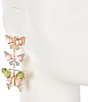 Color:Gold/Multi - Image 2 - Stone Butterfly Drop Statement Earrings