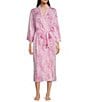 Color:Misty Pink - Image 1 - Misty Leopard Print Long Sleeve Knit Robe