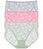 Color:Blue Mist/Rosette/Morning Dew - Image 1 - Bliss Allure One-Size Lace French-Cut Brief 3-Pack