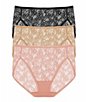 Color:Black/Cafe/Rose Beige - Image 1 - Bliss Allure One-Size Lace French-Cut Brief 3-Pack