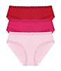 Color:Poinsettia/Bright Blush/Pink Suede - Image 1 - Bliss Girl Lace Trim Brief Panty 3-Pack