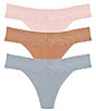 Color:Seashell/Glaze/Blue Mist - Image 1 - Bliss Perfection Lace Trim Thong 3-Pack