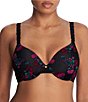 Color:Charm Print - Image 1 - Pure Luxe Floral Print Seamless Full-Busted Underwire U-Back Contour T-Shirt Bra