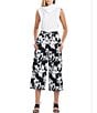Color:Black/White - Image 3 - Tangier Embroidered Floral Cotton Wide-Leg Pocketed Cropped Pants