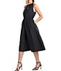 Color:Black - Image 1 - Techno Cotton Poplin Halter Neck Sleeveless Pocketed A-Line Midi Dress