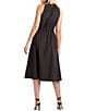 Color:Black - Image 2 - Techno Cotton Poplin Halter Neck Sleeveless Pocketed A-Line Midi Dress