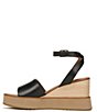 Color:Black - Image 5 - Brynn Leather Wedge Ankle Strap Platform Wedge Sandals