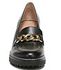 Color:Black - Image 6 - Callie Leather Chain Detail Lug Sole Moc Loafer Pumps