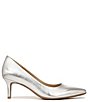 Color:Silver - Image 2 - Everly Metallic Leather Kitten Heel Pumps