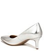 Color:Silver - Image 4 - Everly Metallic Leather Kitten Heel Pumps