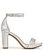 Color:Silver - Image 2 - Joy-Sparkle Ankle Strap Metallic Rhinestone Block Heel Dress Sandals
