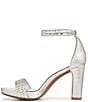 Color:Silver - Image 5 - Joy-Sparkle Ankle Strap Metallic Rhinestone Block Heel Dress Sandals