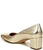 Color:Champagne - Image 4 - Karina Metallic Leather Block Heel Pumps