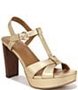 Color:Dark Gold - Image 1 - Marnie Leather Ankle Strap Platform Dress Sandals