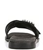 Color:Black - Image 3 - Olivia Straw Rhinestone Buckle Detail Slide Causal Sandals