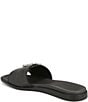 Color:Black - Image 4 - Olivia Straw Rhinestone Buckle Detail Slide Causal Sandals