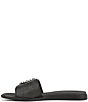 Color:Black - Image 5 - Olivia Straw Rhinestone Buckle Detail Slide Causal Sandals