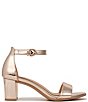 Color:Rose Gold - Image 2 - Vera Metallic Ankle Strap Block Heel Dress Sandals
