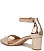 Color:Rose Gold - Image 4 - Vera Metallic Ankle Strap Block Heel Dress Sandals