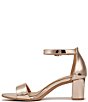 Color:Rose Gold - Image 5 - Vera Metallic Ankle Strap Block Heel Dress Sandals