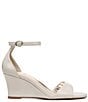 Color:Satin Pearl - Image 2 - Vera-Wedge Patent Ankle Strap Dress Sandals