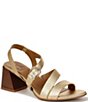 Color:Dark Gold - Image 1 - Veva Metallic Strappy Stack Heel Dress Sandals