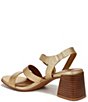 Color:Dark Gold - Image 4 - Veva Metallic Strappy Stack Heel Dress Sandals