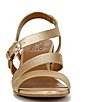 Color:Dark Gold - Image 6 - Veva Metallic Strappy Stack Heel Dress Sandals