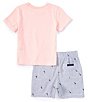 Color:Assorted - Image 3 - Baby Boys 12-24 Months Short Sleeve Repeating Logo Jersey T-Shirt & Striped/Icon Logo Woven Shorts Set