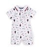 Color:Assorted - Image 1 - Baby Boys Newborn-6 Months Short Sleeve Sailboat Printed Knit Shortall