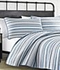 Color:Grey/Blue - Image 4 - Jettison White Anchor Reversible Blue Striped Quilt Mini Set