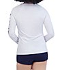 Color:White - Image 2 - Solid Crew Neck Long Sleeve Fitted Rashguard