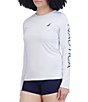 Color:White - Image 3 - Solid Crew Neck Long Sleeve Fitted Rashguard