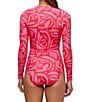 Color:Pink Lemon - Image 2 - Next by Athena Tiki Bar Printed Front Zip Long Sleeve One Piece Swimsuit
