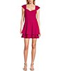 Color:Fuchsia - Image 1 - Cap Sleeve Double Tiered A-Line Mini Dress