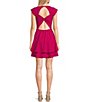 Color:Fuchsia - Image 2 - Cap Sleeve Double Tiered A-Line Mini Dress