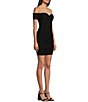 Color:Black - Image 3 - Off The Shoulder Short Sleeve Ruffle Top Shirred Bodycon Dress
