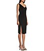 Color:Black - Image 3 - One Shoulder Cowl Neck Side Slit Midi Dress