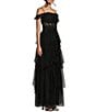 Color:Black - Image 3 - Spaghetti Strap Off-The-Shoulder Tiered Ruffle Long Dress