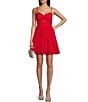 Color:Red - Image 1 - Sweetheart Neck Front Knot Cut-Out Fit & Flare Dress
