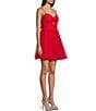 Color:Red - Image 3 - Sweetheart Neck Front Knot Cut-Out Fit & Flare Dress