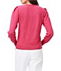 Color:Bright Rose - Image 2 - Femme Slub V-Neck Long Sleeve Pleat Detail Sweater