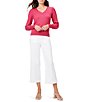 Color:Bright Rose - Image 3 - Femme Slub V-Neck Long Sleeve Pleat Detail Sweater