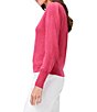 Color:Bright Rose - Image 4 - Femme Slub V-Neck Long Sleeve Pleat Detail Sweater