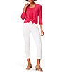 Color:Bright Rose - Image 2 - Lightweight 4-Way Linen Blend Open Front 3/4 Sleeve Cardigan