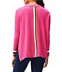 Color:Shocking Pink - Image 2 - NZ ACTIVE by NIC+ZOE Cool Down Color Pop Stripe Crew Neck Long Sleeve Side Slits Knit Sweater