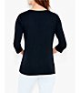 Color:Black Onyx - Image 2 - NZT Knit Jersey Boat Neck 3/4 Sleeve Tee Shirt