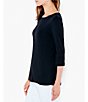 Color:Black Onyx - Image 3 - NZT Knit Jersey Boat Neck 3/4 Sleeve Tee Shirt
