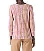 Color:Pink Multi - Image 2 - Rolling Dunes Print Jersey Knit V-Neck 3/4 Sleeve Sweater Top